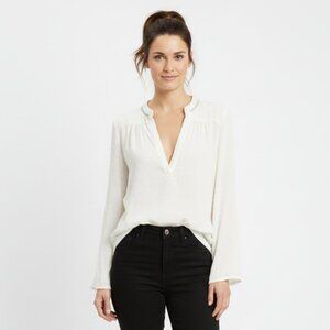 Maje Ivory Relaxed-Fit V-Neck Blouse – Size 1 (Small)